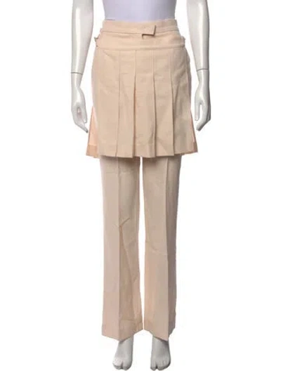 Pre-owned Fendi Virgin Wool Straight Leg Pants In Pink