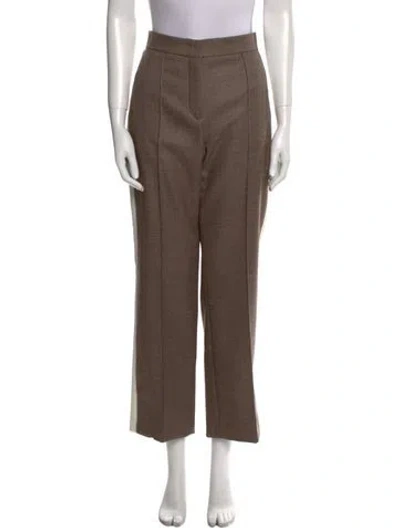 Pre-owned Fendi Virgin Wool Straight Leg Pants W/ Tags In Brown