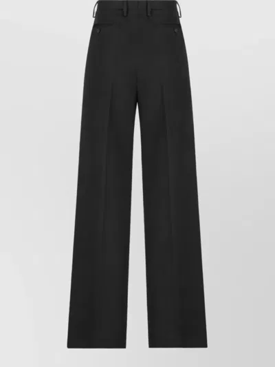 Fendi Virgin Wool Straight-leg Suit Trousers In Black