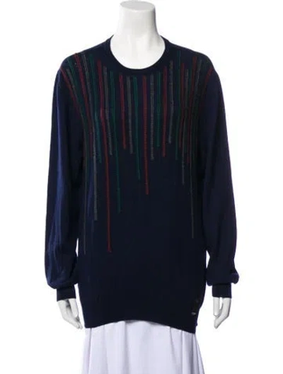 Pre-owned Fendi Virgin Wool Striped Sweater In Black
