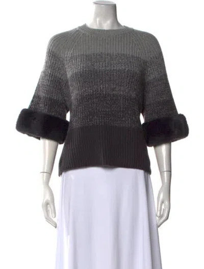 Pre-owned Fendi Virgin Wool Striped Sweater In Grey