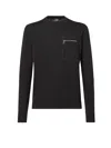 Fendi Regular Fit Wool Blend Pullover With Pockets In Black