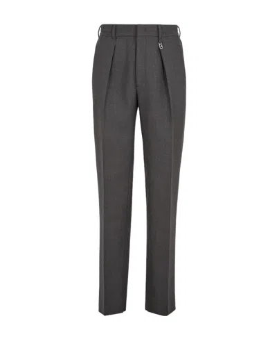 Fendi Elasticated-waistband Wool Tailored Trousers In Grey