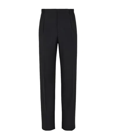 Fendi Virgin-wool Tapered Trousers In Black