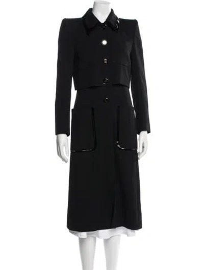 Pre-owned Fendi Virgin Wool Trench Coat In Black