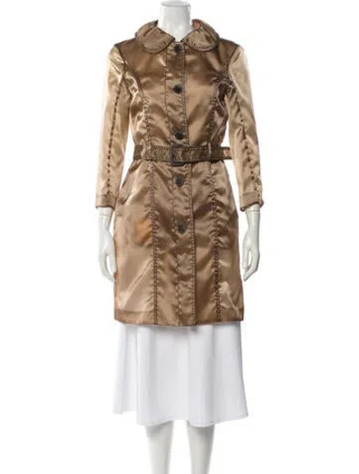 Pre-owned Fendi Virgin Wool Trench Coat In Neutral