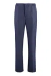 Fendi Blue Straight Pants In Wool Man In Blue