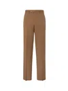 Fendi Men Beige Pants With Belt Loops And Ff Plaque On The Loop In Wool Woman In Brown