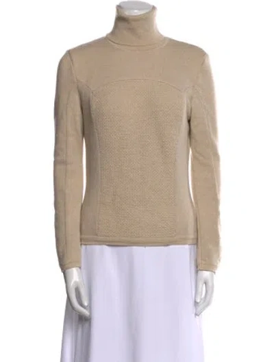 Pre-owned Fendi Virgin Wool Turtleneck Sweater In Neutral