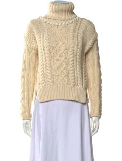 Pre-owned Fendi Virgin Wool Turtleneck Sweater In Neutrals