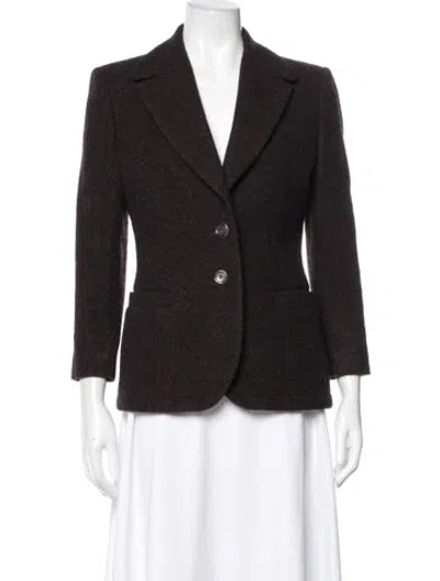 Pre-owned Fendi Virgin Wool Tweed Pattern Blazer In Brown
