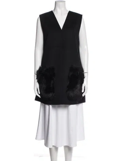 Pre-owned Fendi Virgin Wool Vest In Black