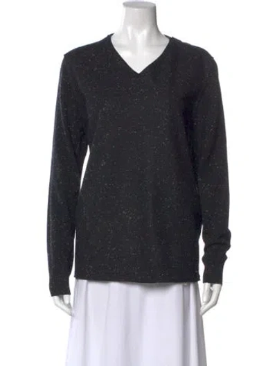 Pre-owned Fendi Virgin Wool V-neck Sweater In Black