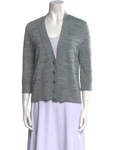 Pre-owned Fendi Virgin Wool V-neck Sweater In Blue