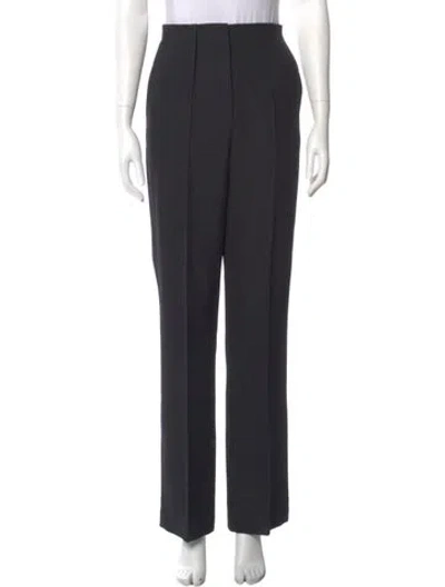 Pre-owned Fendi Virgin Wool Wide Leg Pants In Black