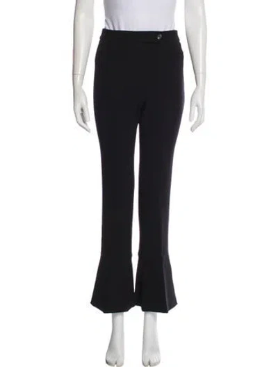 Pre-owned Fendi Virgin Wool Wide Leg Pants In Black