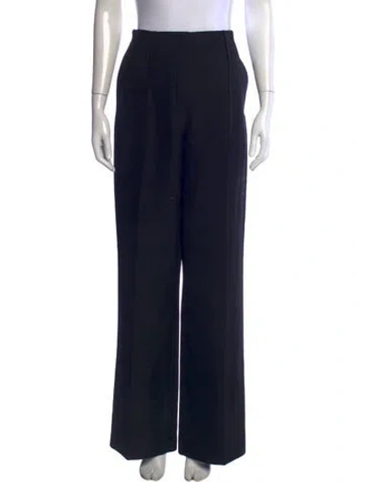 Pre-owned Fendi Virgin Wool Wide Leg Pants In Black