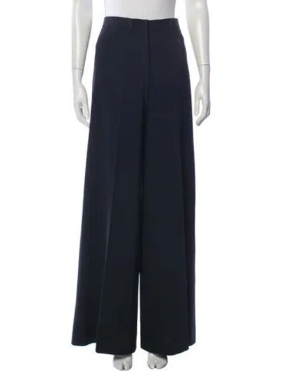 Pre-owned Fendi Virgin Wool Wide Leg Pants In Black