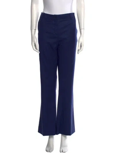 Pre-owned Fendi Virgin Wool Wide Leg Pants In Blue