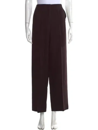 Pre-owned Fendi Virgin Wool Wide Leg Pants In Brown