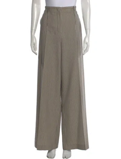 Pre-owned Fendi Virgin Wool Wide Leg Pants In Neutral