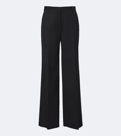 Fendi Virgin Wool Wide-leg Pants In Black
