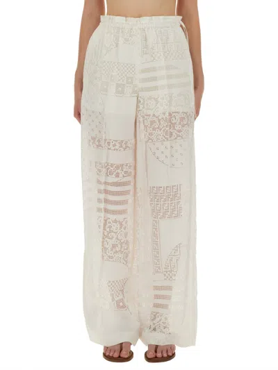 FENDI VISCOSE AND SILK DÉVORÉ PANTS
