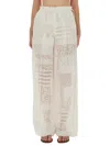 Fendi Sheer Silk Patchwork Trousers In White