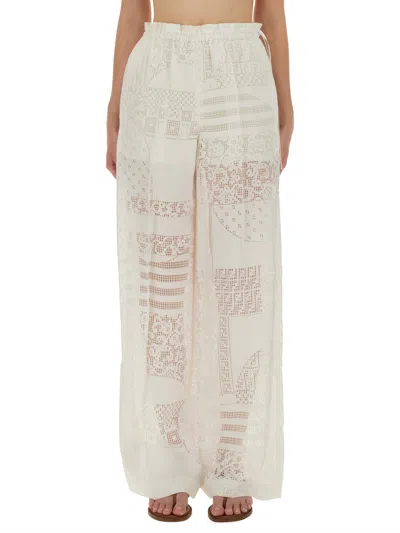 FENDI VISCOSE AND SILK DÉVORÉ PANTS