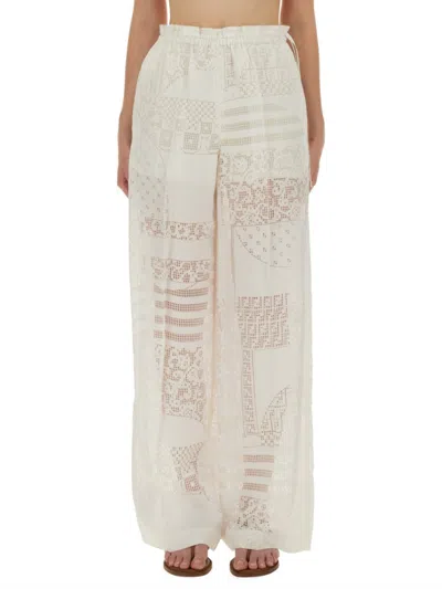 FENDI FENDI VISCOSE AND SILK DÉVORÉ PANTS