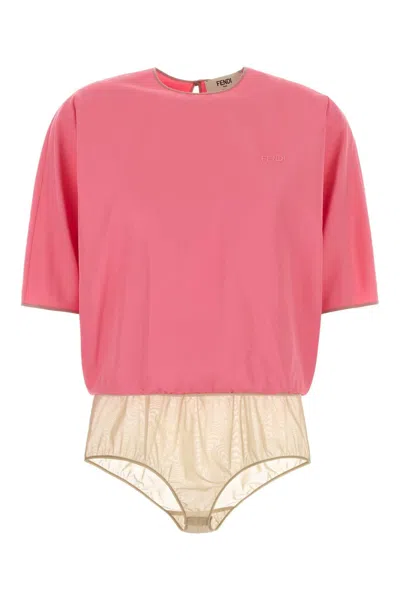 Fendi Viscose Blend Bodysuit In Pink