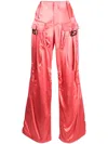 Fendi Satin-finish Wide-leg Cargo Trousers In Pink