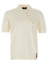 Fendi Ribbed Collar Polo Shirt With Short Sleeves In Neutral