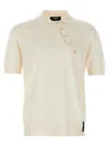 Fendi Ribbed Collar Polo Shirt With Short Sleeves In White