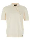 Fendi Ribbed Collar Polo Shirt With Short Sleeves In White