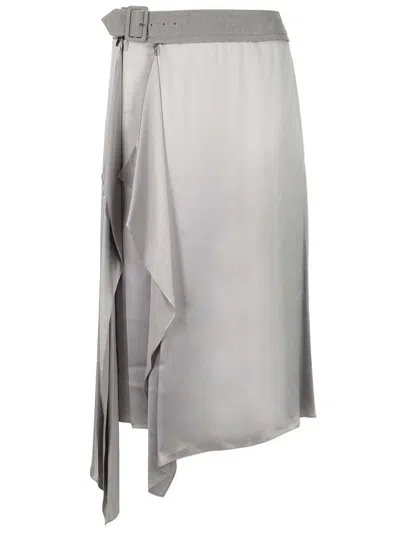 FENDI VISCOSE SATIN DRAPED SKIRT