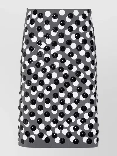 Fendi Black And White Polka-dot Viscose Skirt In Gray