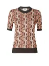 Fendi Three-dimensional Jacquard Sweater With Geometric Pattern In Brown