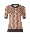 Fendi Three-dimensional Jacquard Sweater With Geometric Pattern In Brown