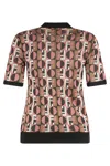 Fendi Optical Archive Print Short Sleeve Crewneck Knit Knitwear Multicolor In Brown