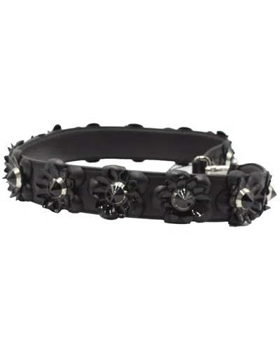 Fendi Vitello Dolce Flowerland Studded Shoulder Strap (authentic Pre-loved) In Black