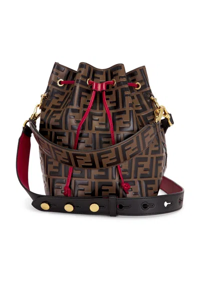 Pre-owned Fendi Vitello Grace F Is  Mon Tresor Bucket Bag In Brown