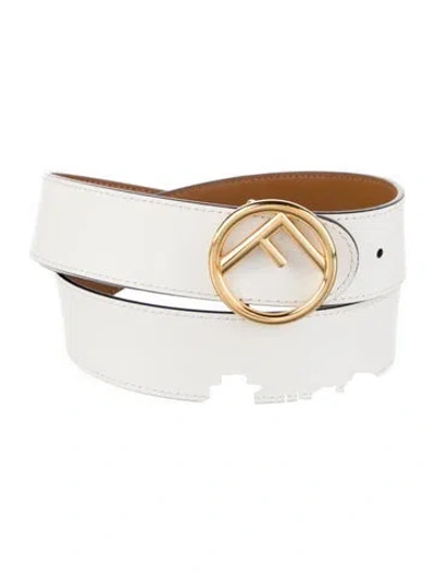 Pre-owned Fendi Vitello Liberty F Reversible Skinny Waist Belt In Brown/white