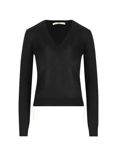 Fendi V-neck Cashmere-blend Sweater In Black