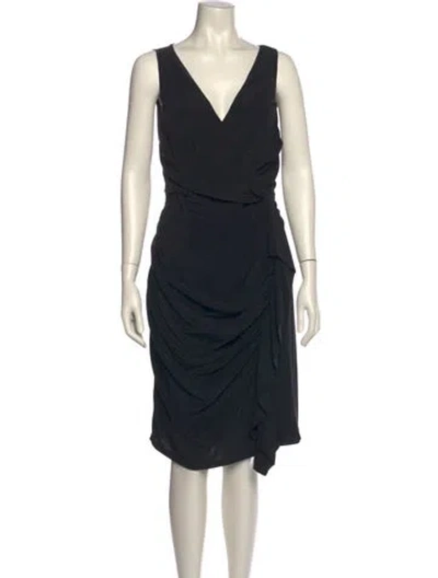 Pre-owned Fendi V-neck Knee-length Dress In Black
