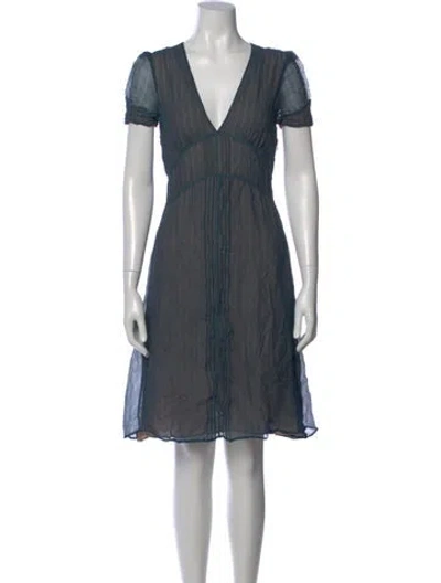 Pre-owned Fendi V-neck Knee-length Dress In Blue