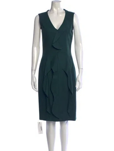 Pre-owned Fendi V-neck Knee-length Dress In Green