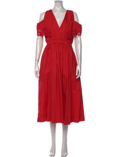 Pre-owned Fendi V-neck Midi Length Dress In Pink