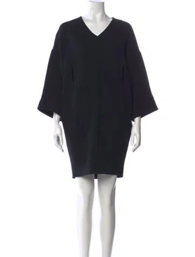 Pre-owned Fendi V-neck Mini Dress In Black