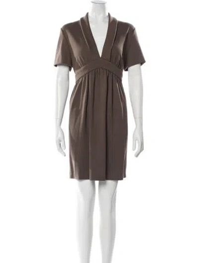 Pre-owned Fendi V-neck Mini Dress In Brown